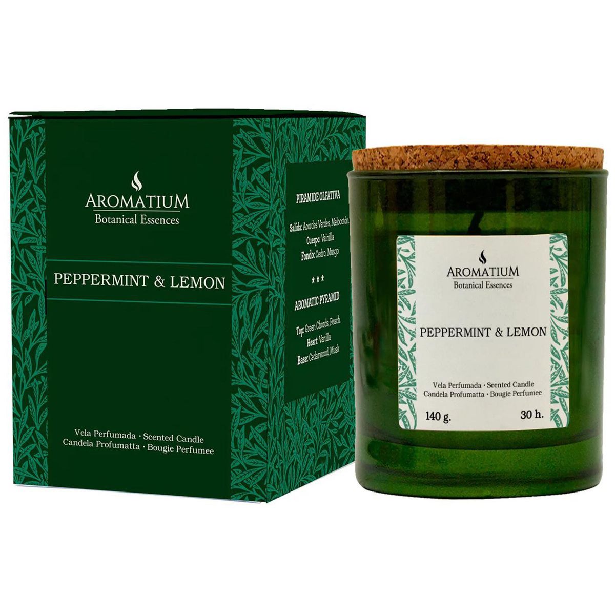 GENERICO - Vela vidrio botanical essences, peppermint lemon 8x7cm