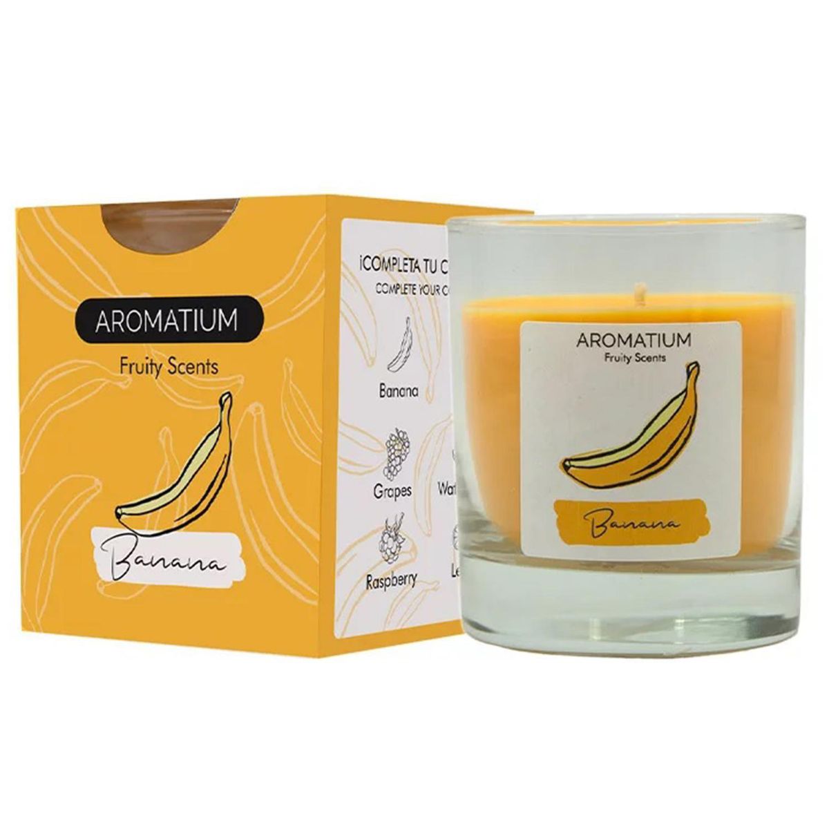 GENERICO - Vela vidrio Fruity Scents, banana platano 9x8cm