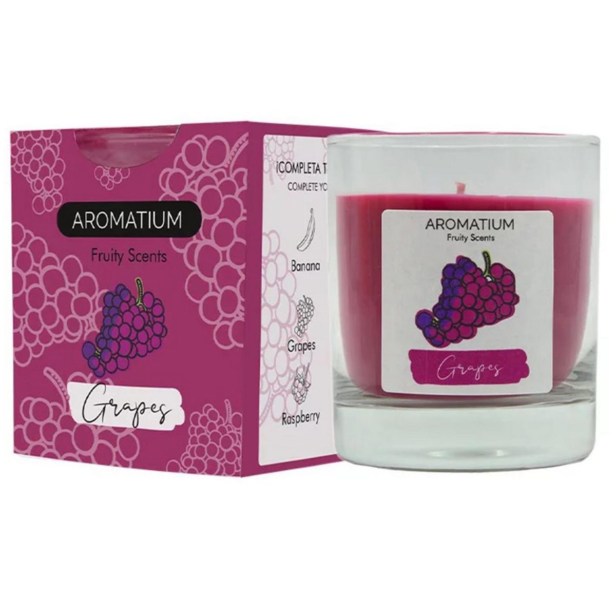 GENERICO - Vela vidrio Fruity Scents, grapes uva 9x8cm