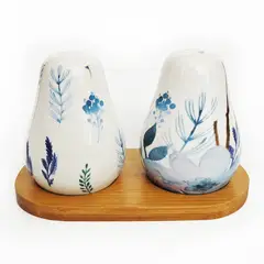 PK HOME - Set salero y pimentero cerámica y madera Vintage