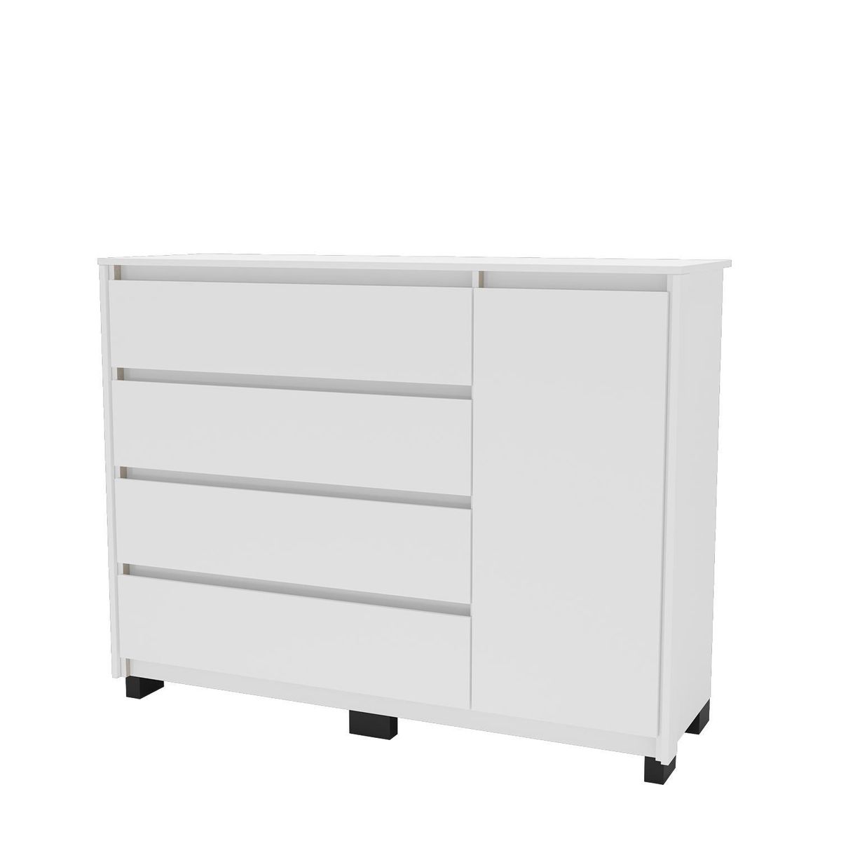 VEKKAHOME - Cómoda 1 Puerta 4 Cajón(es) Coimbra 135x104.7x44.5 cm Blanco