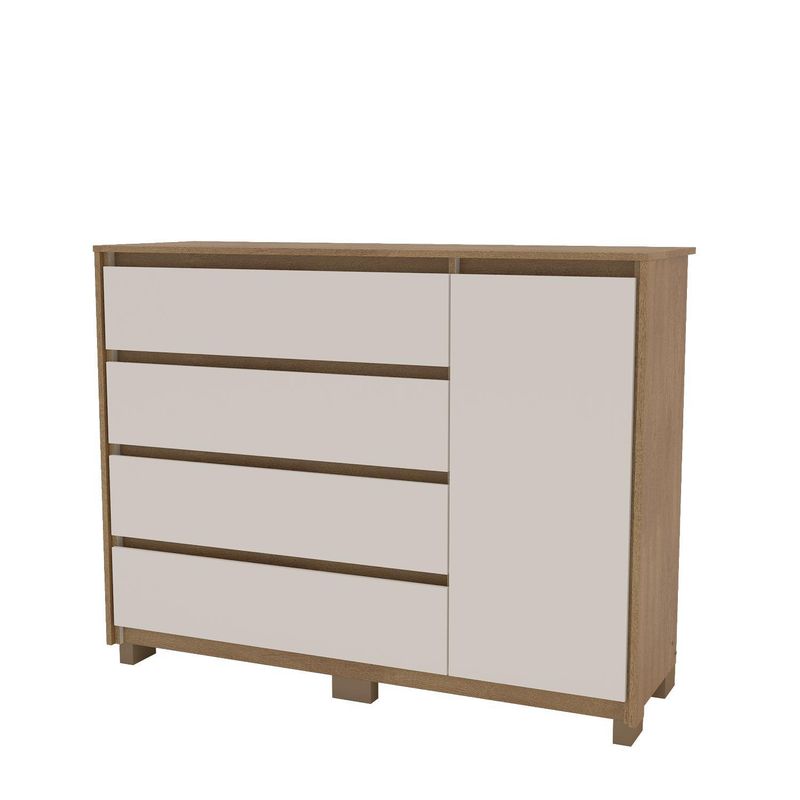 VEKKAHOME - Cómoda 1 Puerta 4 Cajón(es) Coimbra 135x104.7x44.5 cm Café