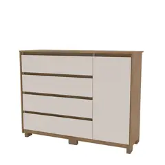 VEKKAHOME - Cómoda 1 Puerta 4 Cajón(es) Coimbra 135x104.7x44.5 cm Café