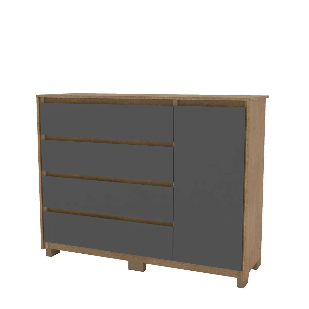 VEKKAHOME - Cómoda 1 Puerta 4 Cajón(es) Coimbra 135x104.7x44.5 cm Grafito