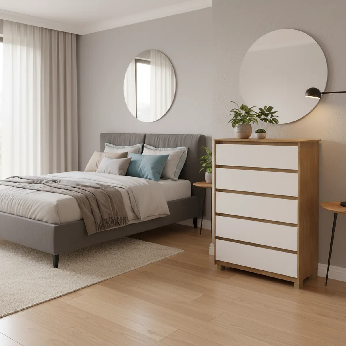 VEKKAHOME - Cómoda 5 Cajón(es) Coimbra 87x127.9x44.3 cm Café