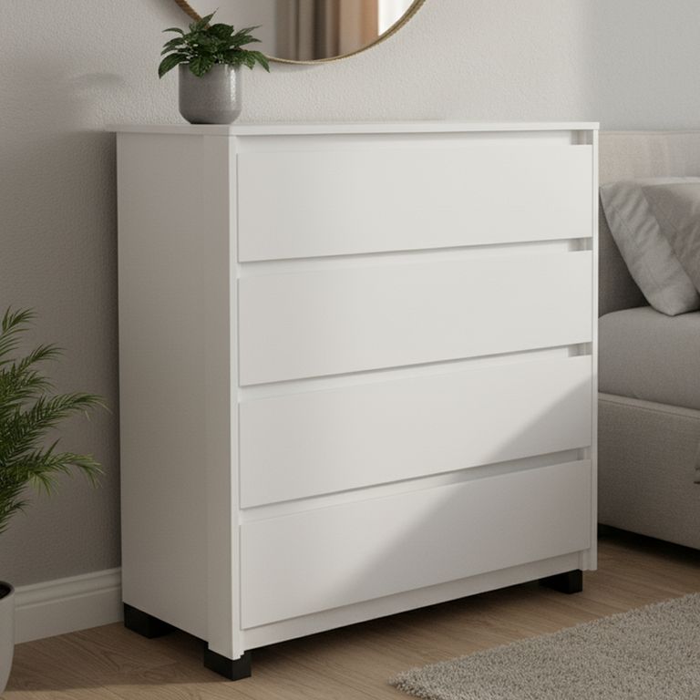 VEKKAHOME Cómoda 4 Cajón(es) Coimbra 87x104.7x44.3 cm Blanco