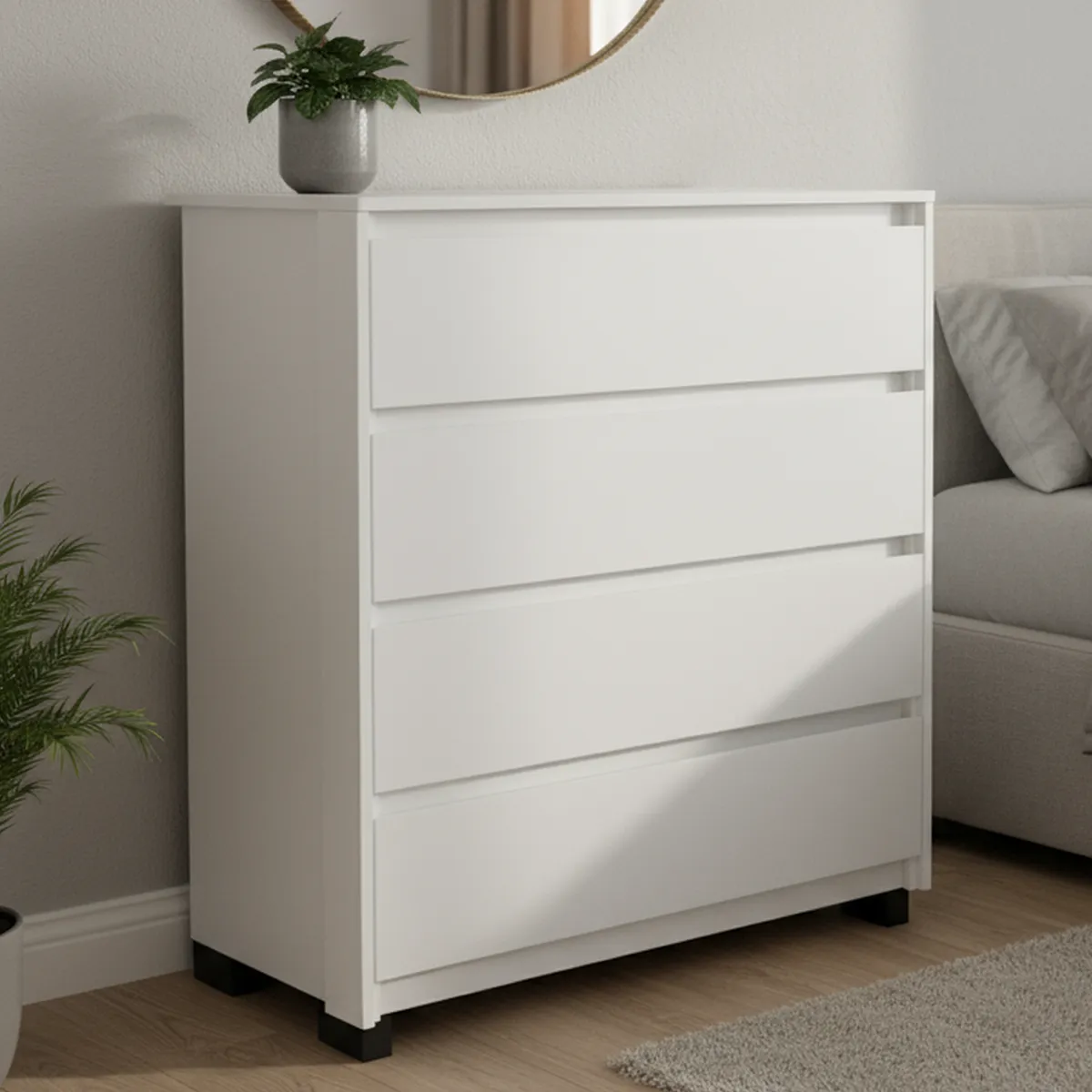 VEKKAHOME - Cómoda 4 Cajón(es) Coimbra 87x104.7x44.3 cm Blanco
