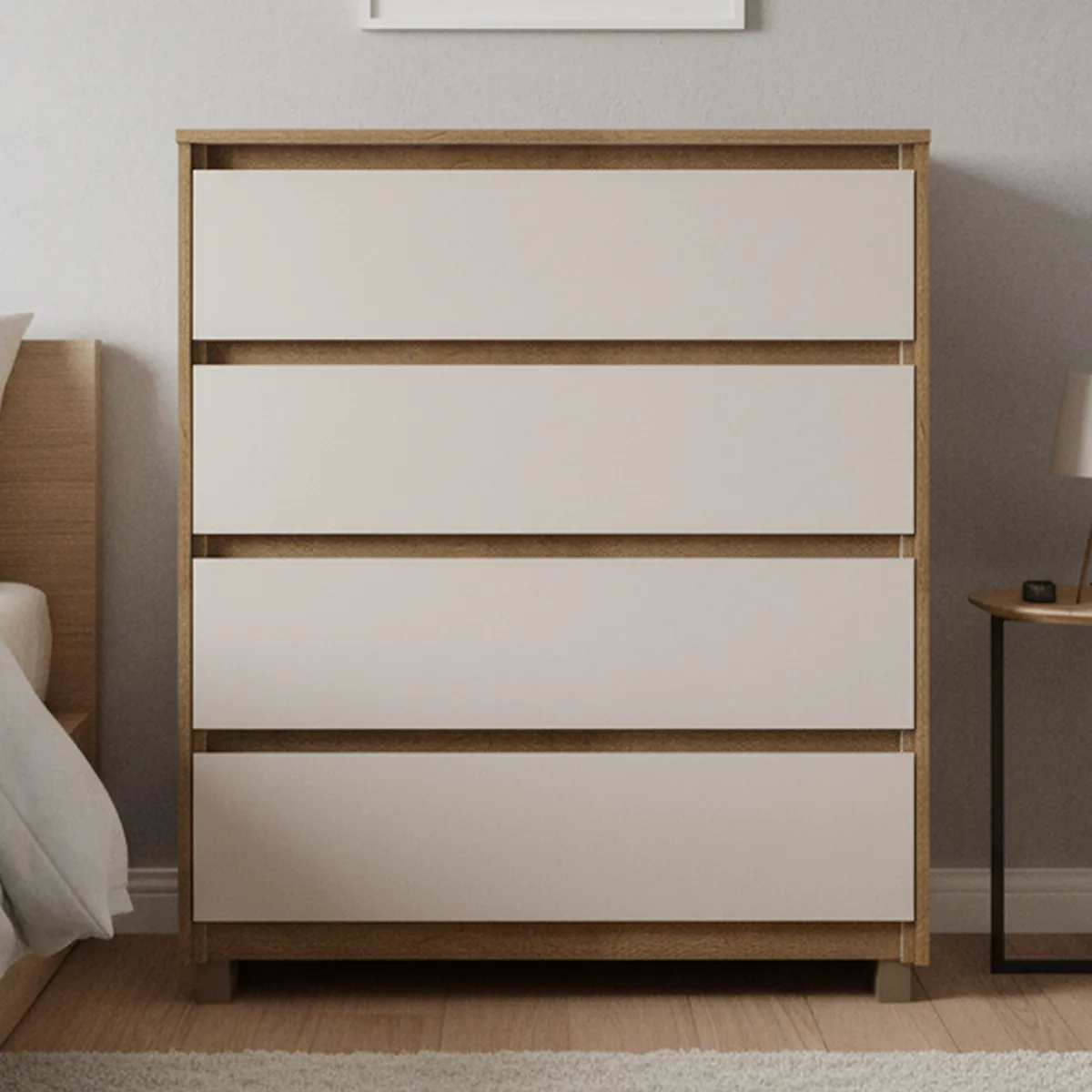 VEKKAHOME - Cómoda 4 Cajón(es) Coimbra 87x104.7x44.3 cm Café