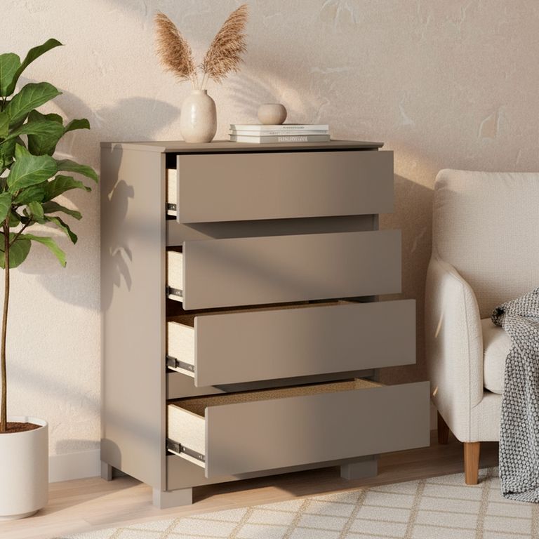 VEKKAHOME Cómoda 4 Cajón(es) Maia 71.5x97x45.3 cm Gris