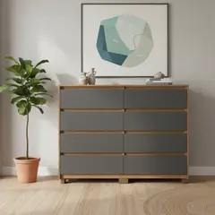 VEKKAHOME - Cómoda 8 Cajón(es) Coimbra 135x104.7x44.5 cm Grafito