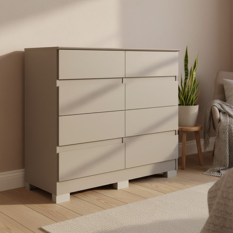 VEKKAHOME Cómoda 8 Cajón(es) Lara 108x97x45.3 cm Gris