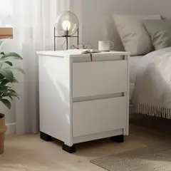 VEKKAHOME - Velador 2 Cajón(es) Coimbra 44.5x59.8x44.5 cm Blanco