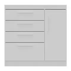 VEKKAHOME - Cómoda 2 Puertas 3 Cajón(es) Lille 93.8x92.5x44.8 cm Blanco