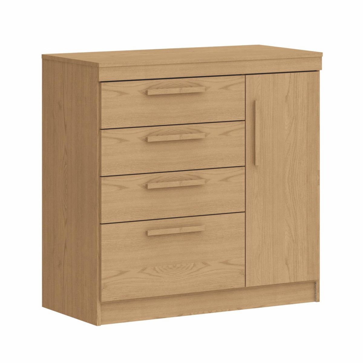 VEKKAHOME - Cómoda 2 Puertas 3 Cajón(es) Lille 93.8x92.5x44.8 cm Café