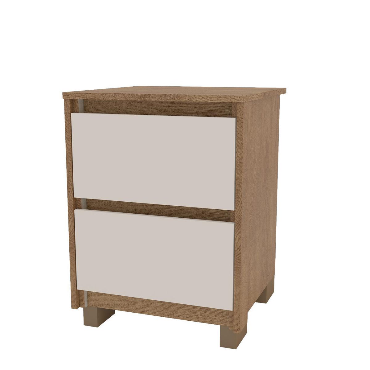 VEKKAHOME - Velador 2 Cajón(es) Coimbra 44.5x59.8x44.5 cm Café