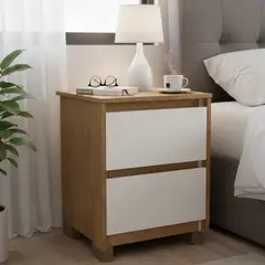 VEKKAHOME - Velador 2 Cajón(es) Coimbra 44.5x59.8x44.5 cm Café