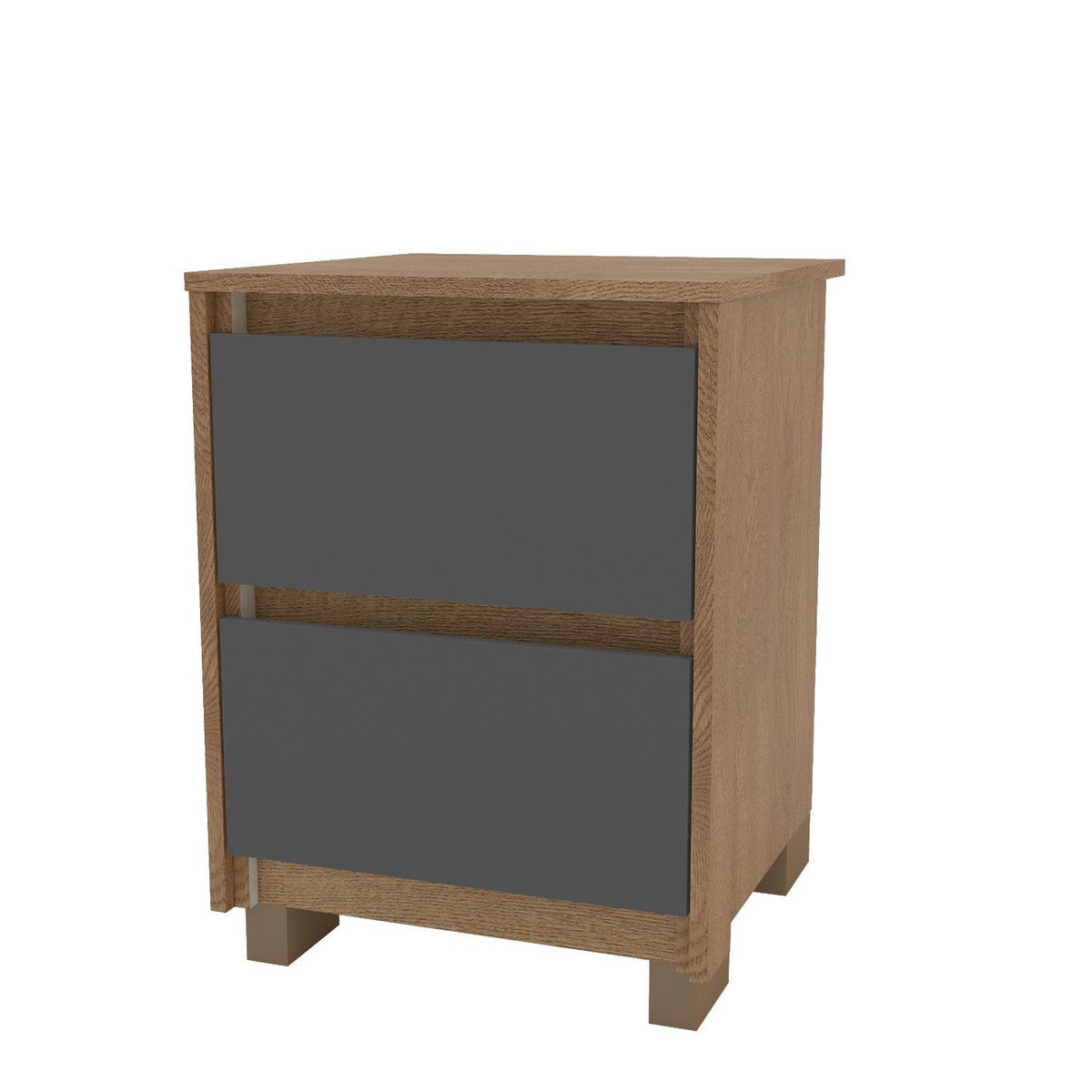 VEKKAHOME - Velador 2 Cajón(es) Coimbra 44.5x59.8x44.5 cm Grafito