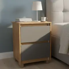 VEKKAHOME - Velador 2 Cajón(es) Coimbra 44.5x59.8x44.5 cm Grafito