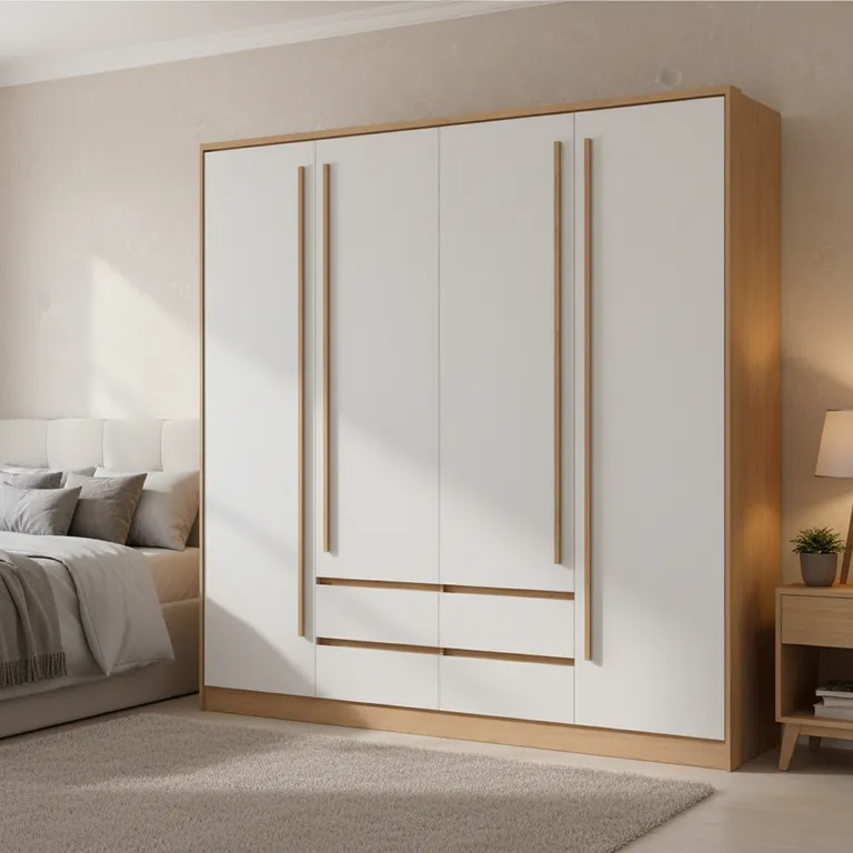 Clóset Astor 4 Puerta(s) 4 Cajón(es) 9 Repisa(s) 219.4x220.5x47 cm Beige