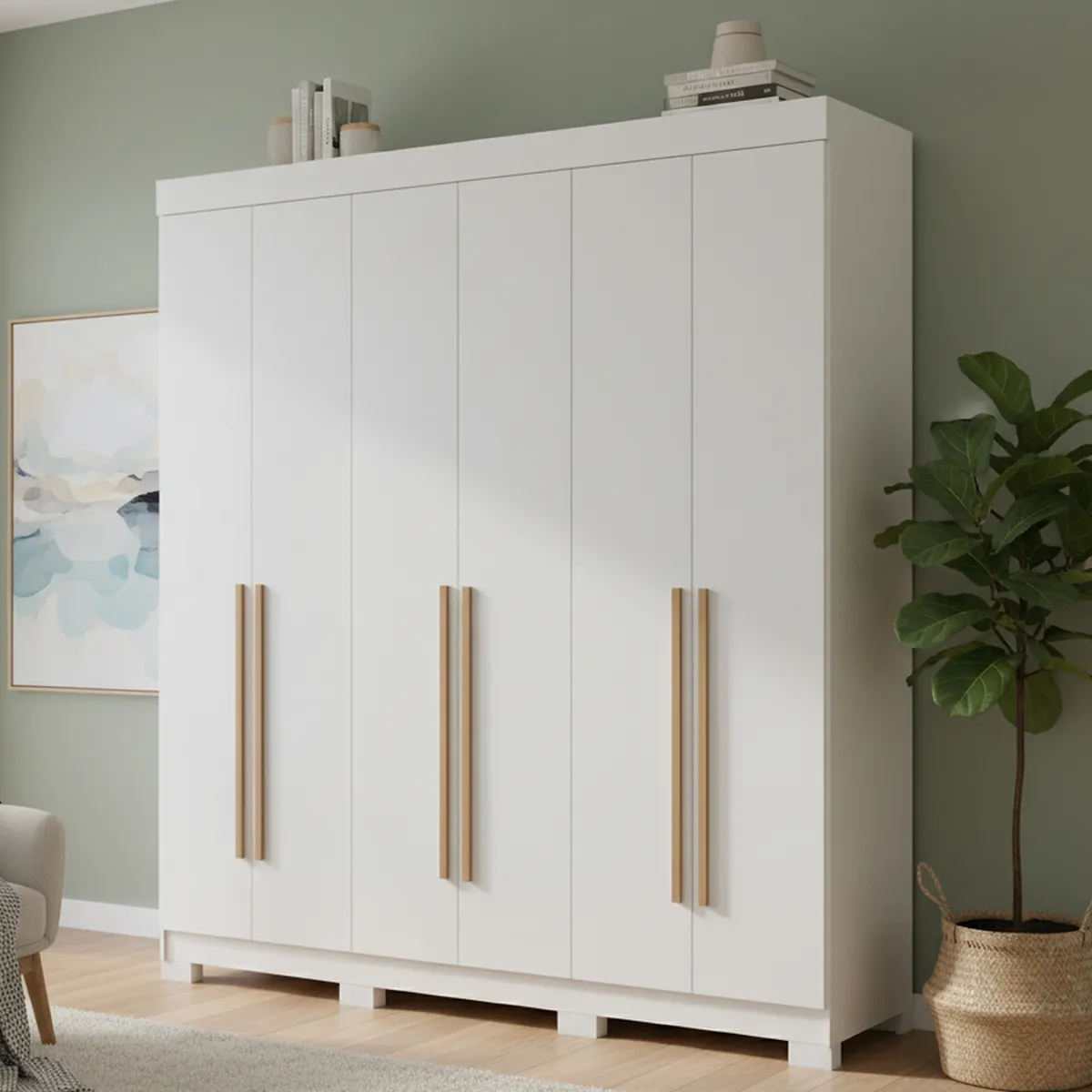 VEKKAHOME - Clóset Opus 6 Puerta(s) 2 Cajón(es) 5 Repisa(s) 184.2x203x47 cm Blanco