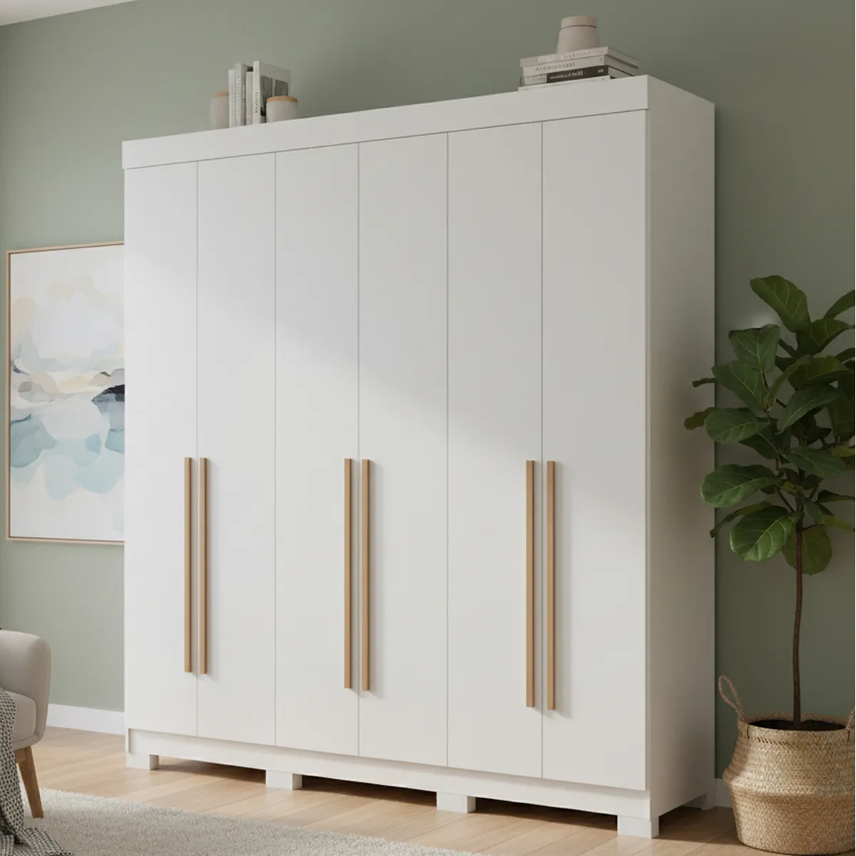 VEKKAHOME - Clóset Opus 6 Puerta(s) 2 Cajón(es) 5 Repisa(s) 184.2x203x47 cm Blanco