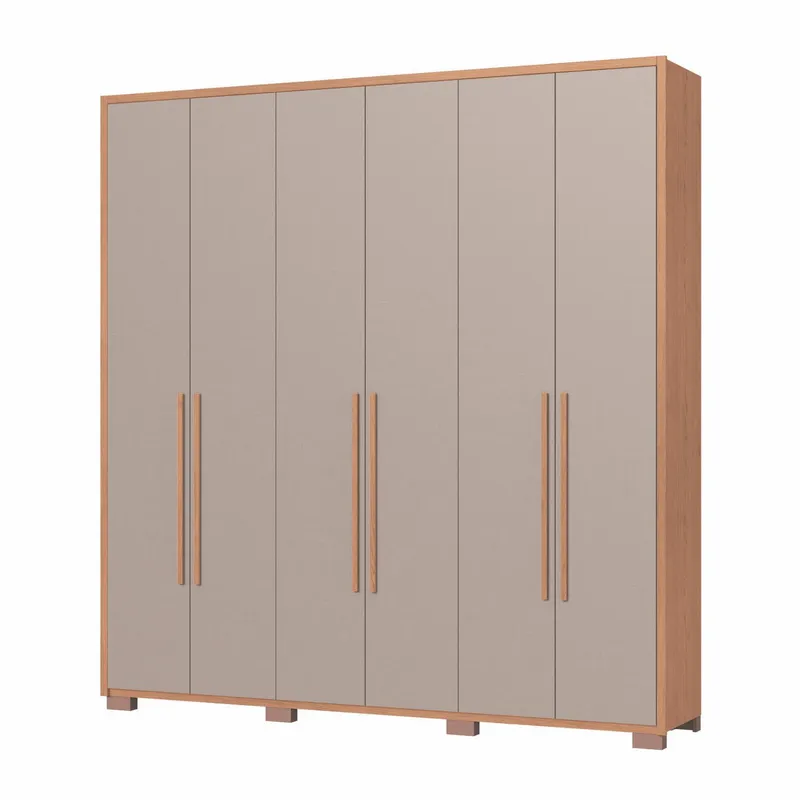 VEKKAHOME - Clóset Safira 6 Puerta(s) 3 Cajón(es) 7 Repisa(s) 212.3x222x47 cm Crema