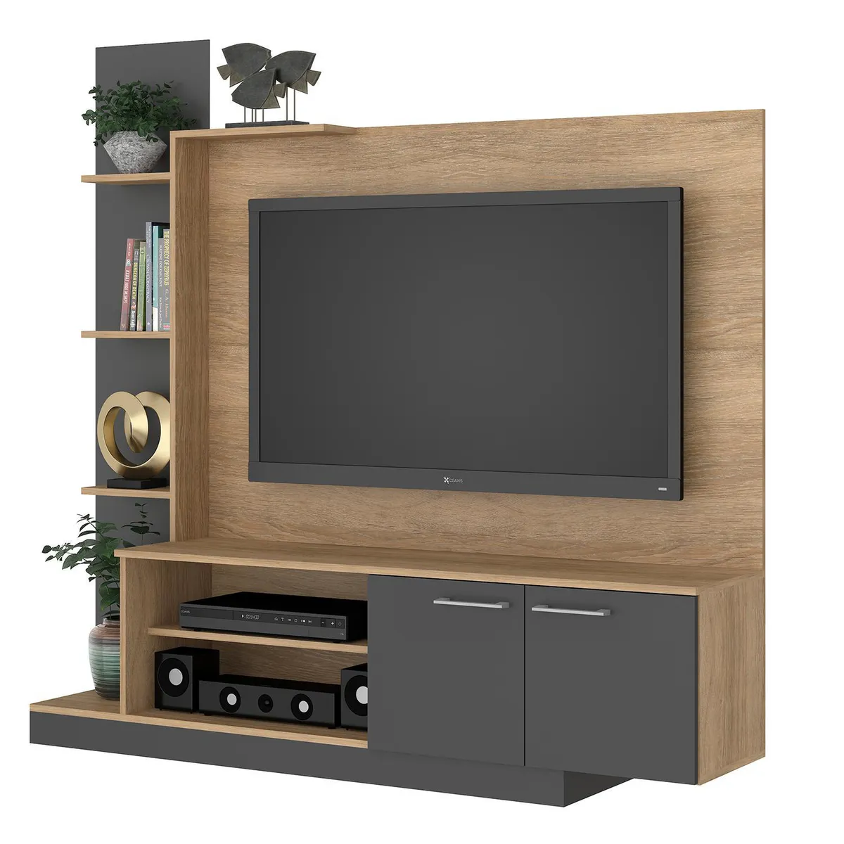 VEKKAHOME - Home TV 55 " Reina Negro/Café 166x155x32 cm