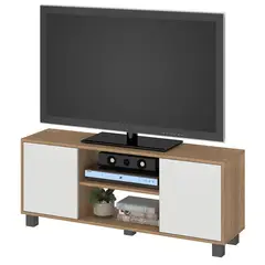 VEKKAHOME - Rack TV 50 " Portugal Blanco/Café 120x48.5x30 cm