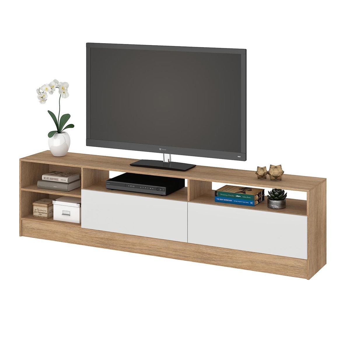 VEKKAHOME - Rack TV 75 " Moyan Café/Blanco 180x46.5x30 cm