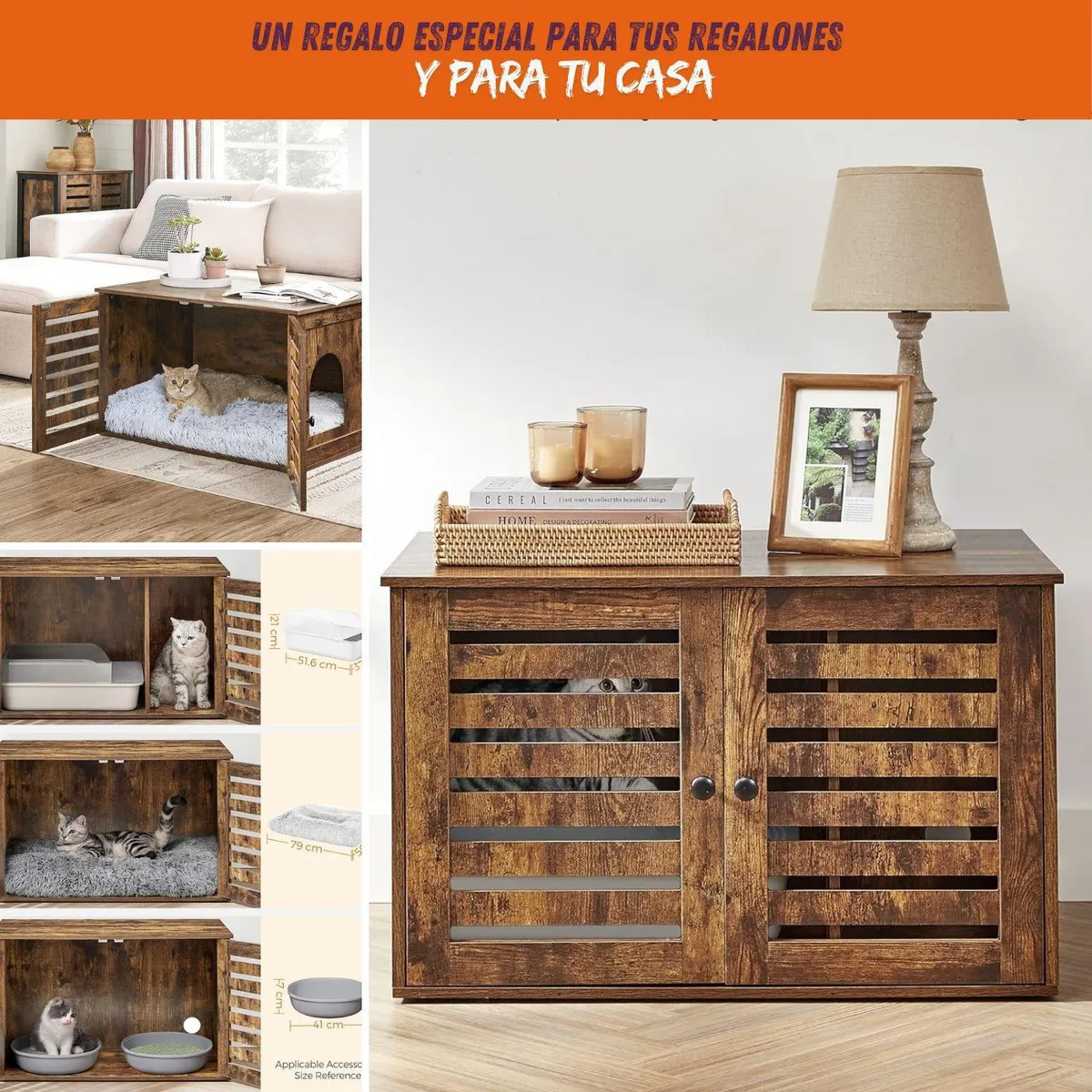 GENERICO - Mueble Pet Casa Armario para Gato 50x80x53 cm Marrón