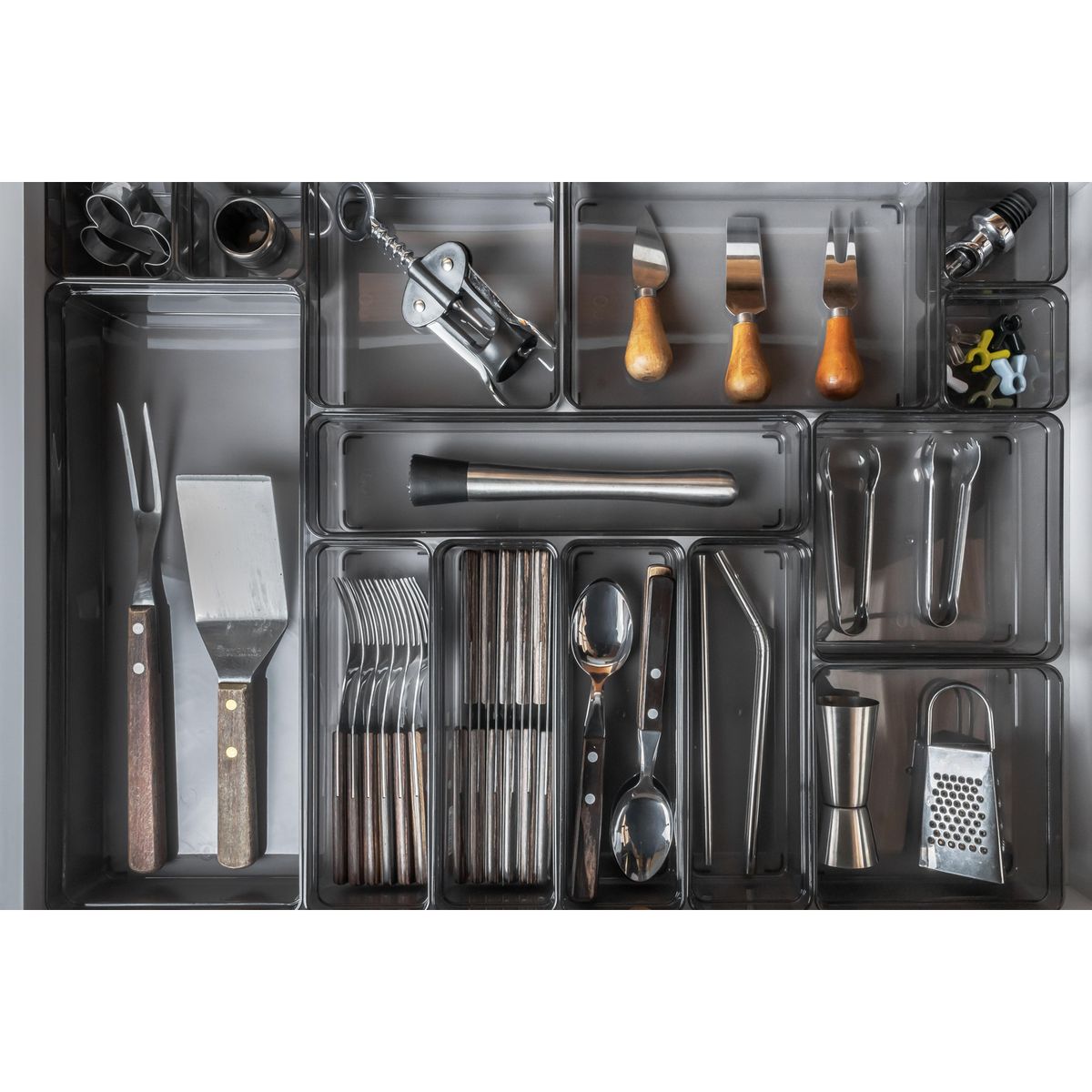 OU - Organizador cajón 22,5x7,5x5,6 cm gris