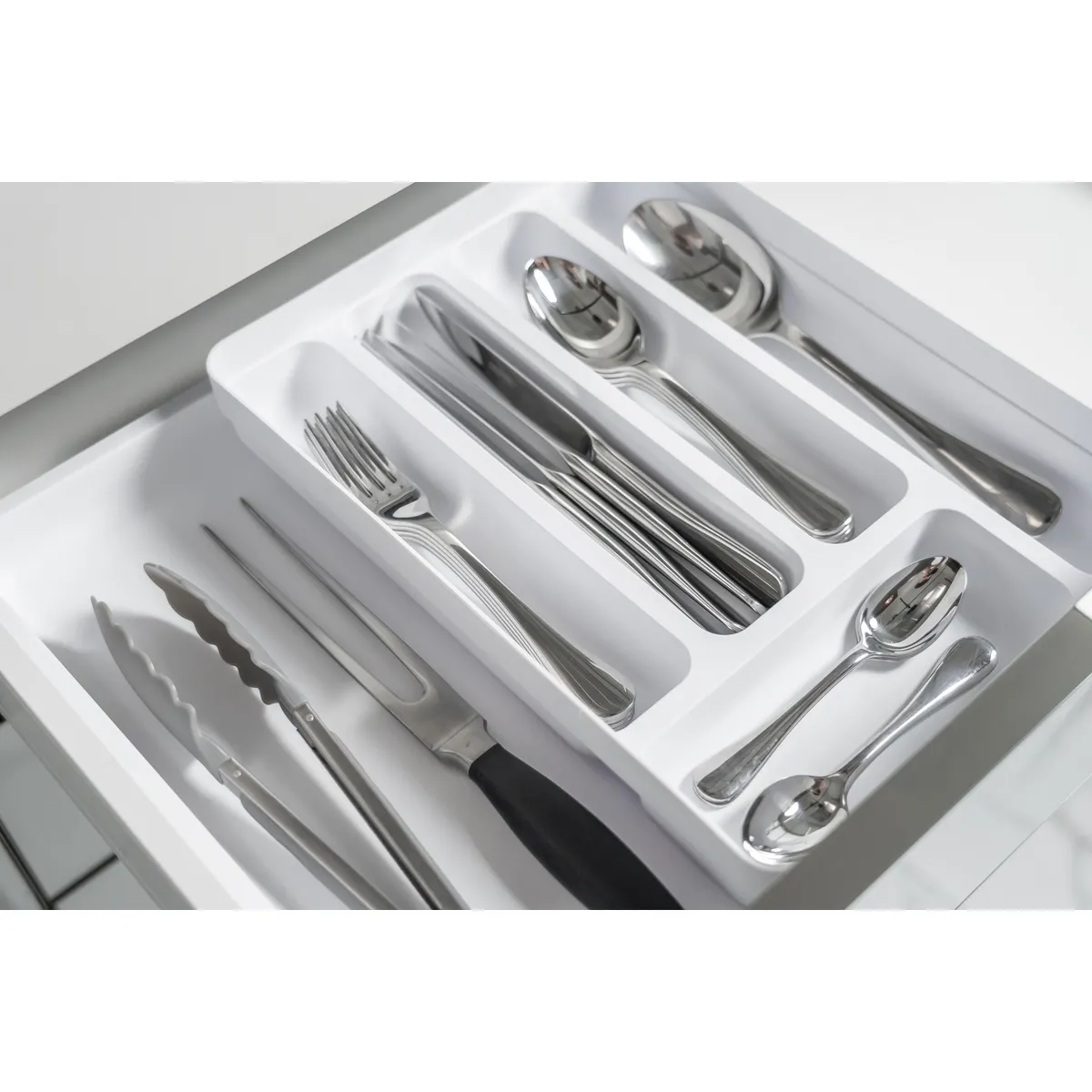 OU - Organizador cubiertos extensible blanco