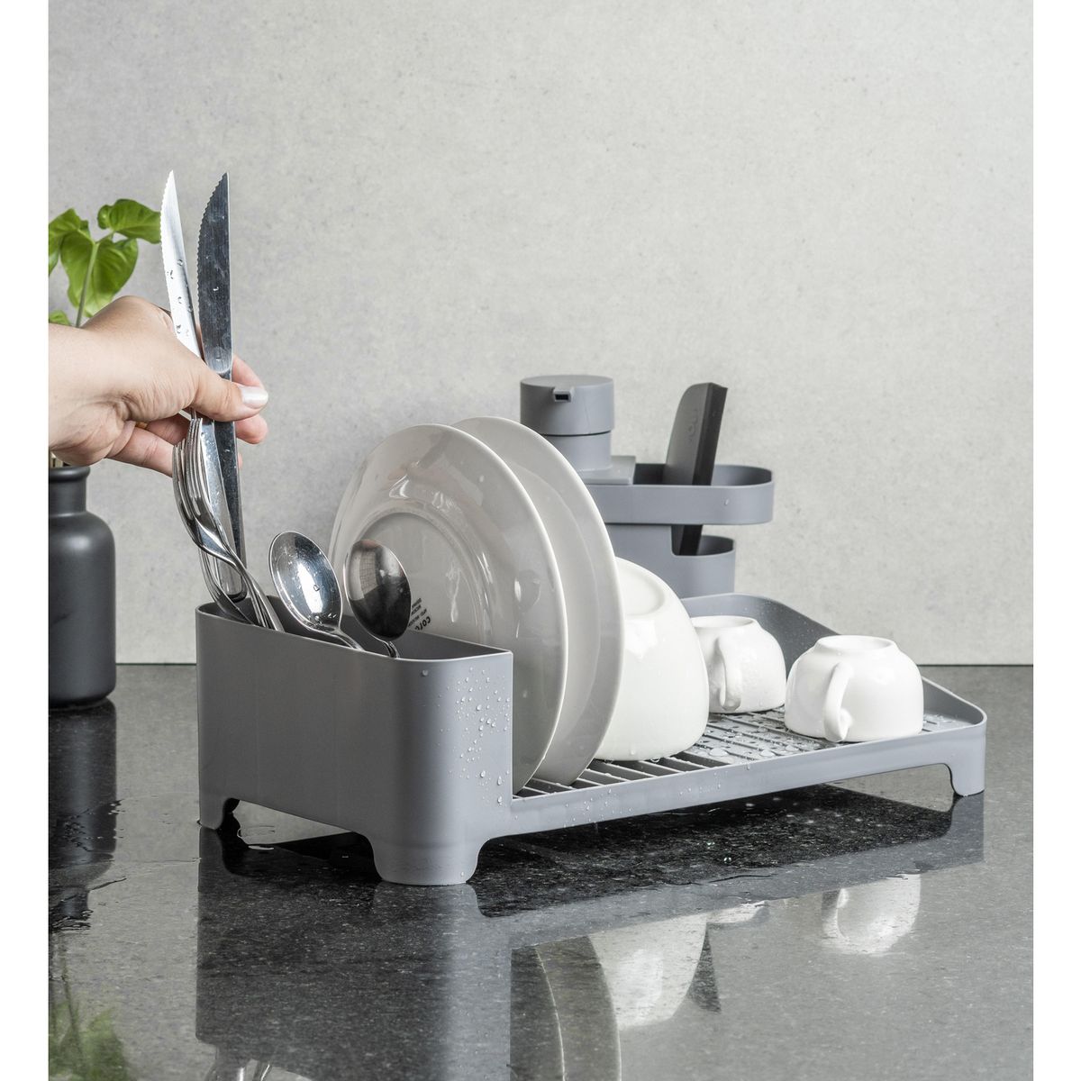 OU - Escurreplatos compacto beige