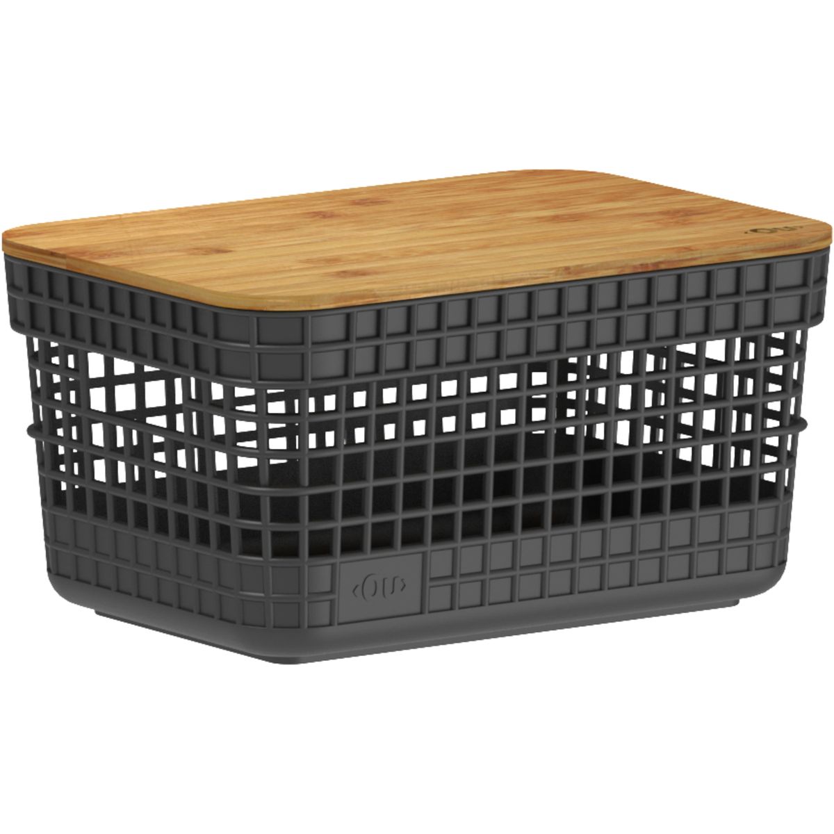 OU - Cesta Grid tapa bambú 2.5 l negro