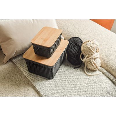 Imagen 2 del producto Cesta Grid tapa bambú 2.5 l negro