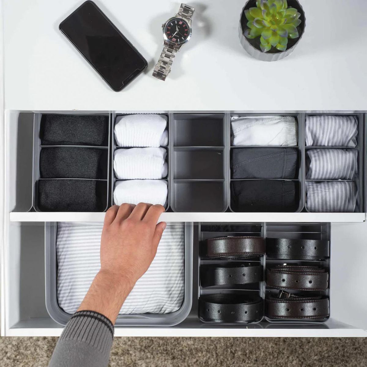 OU - Organizador closet 35x7.5x Gris