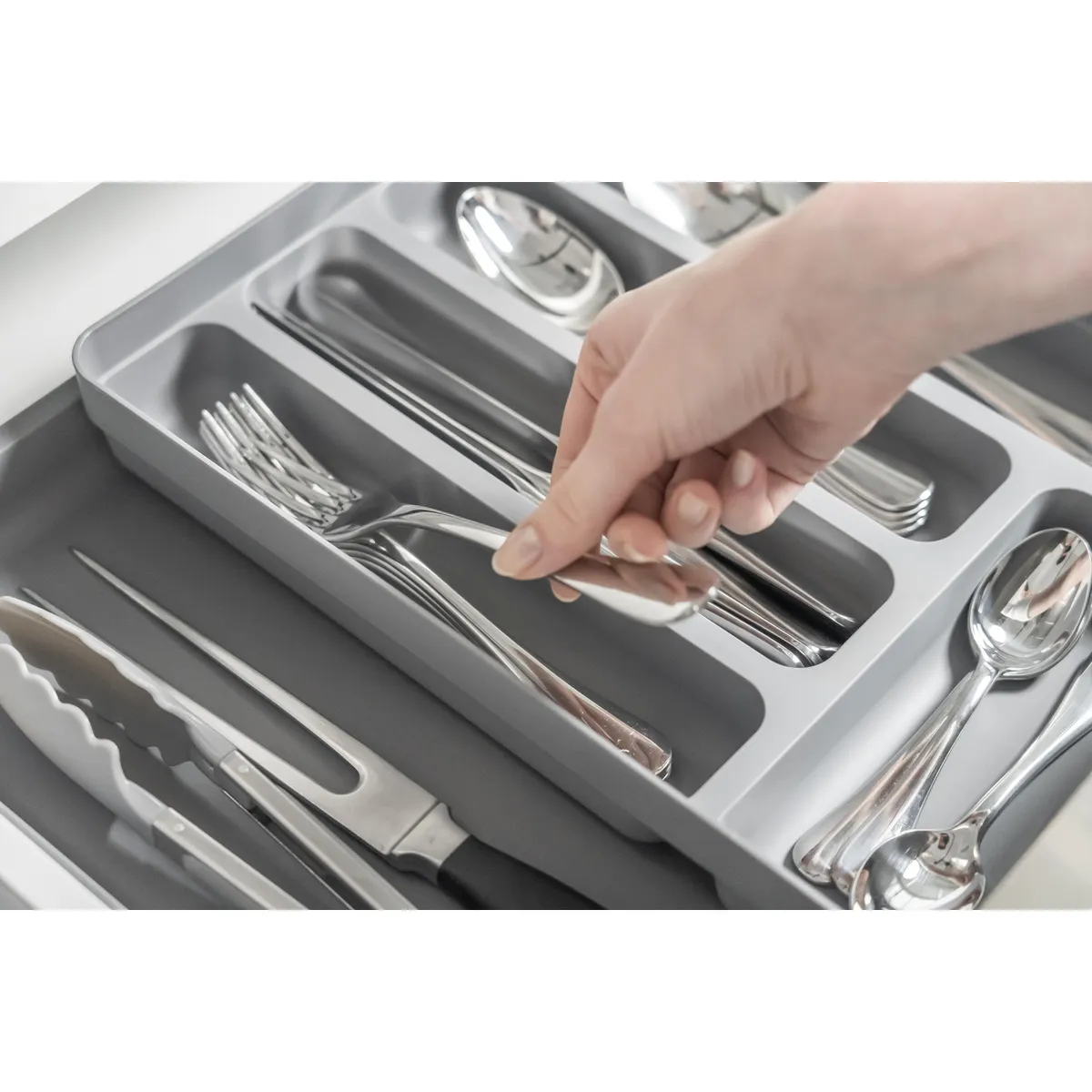 OU - Organizador cubiertos extensible gris