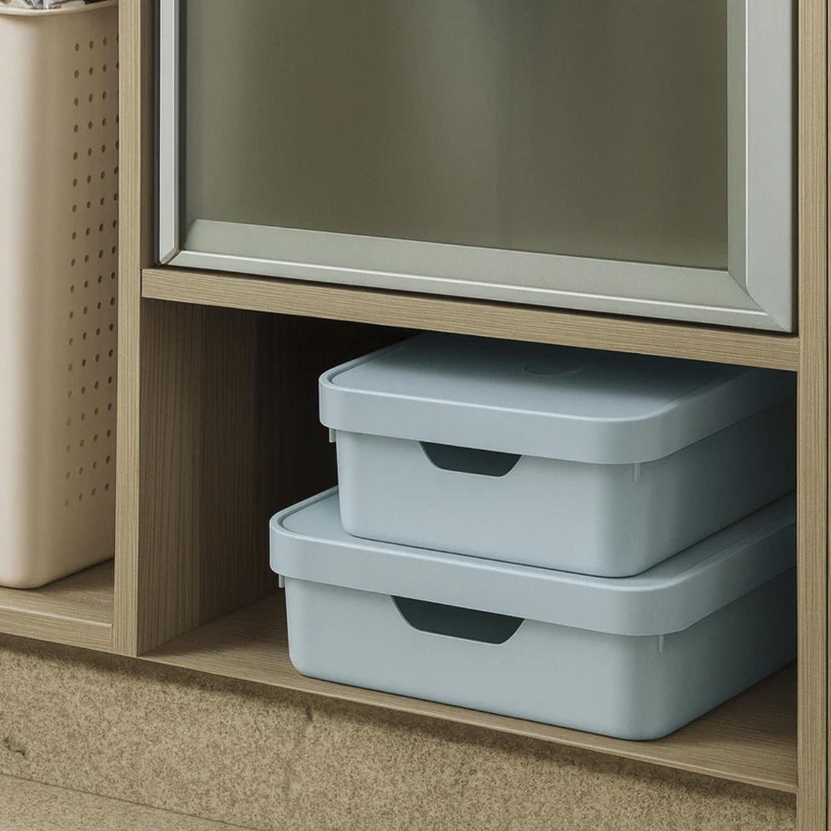 OU - Caja Cube M con tapa celeste