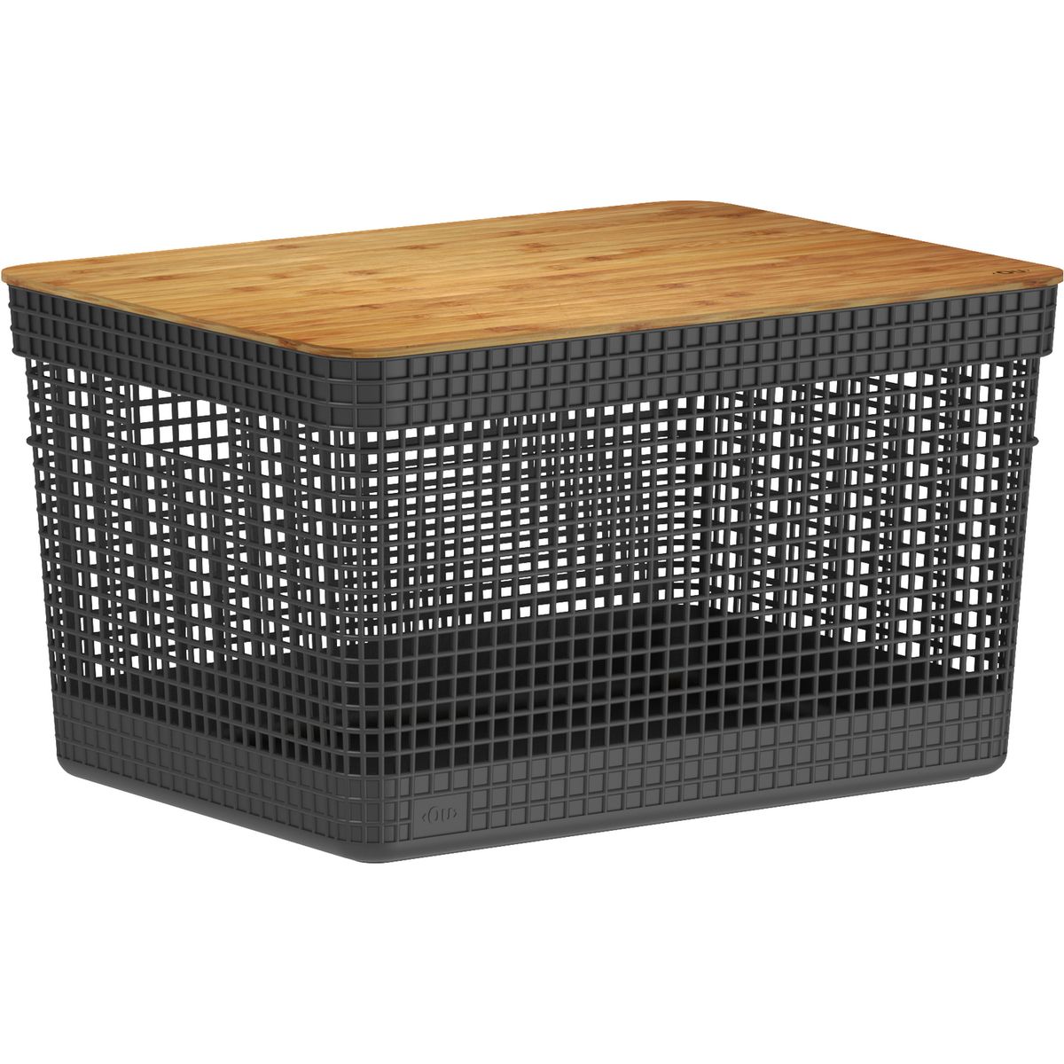 OU - Cesta Grid tapa bambú 20 l negro