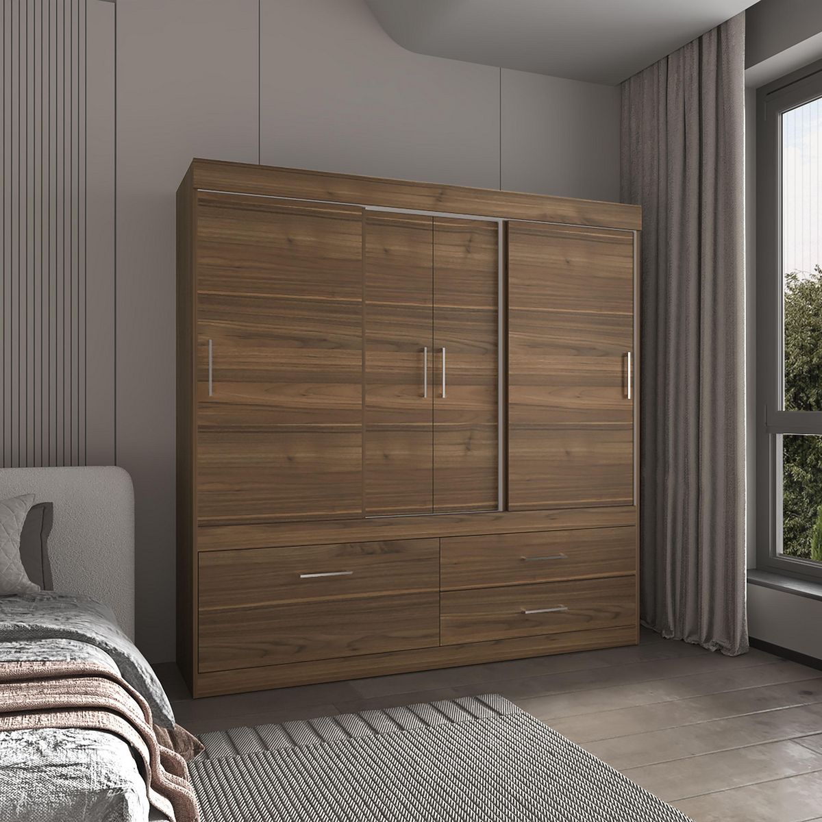 TUHOME - Clóset Allegro 4 Puerta(s) 2 Cajón(es) 5 Repisa(s) 180x180x70.9 cm Gales