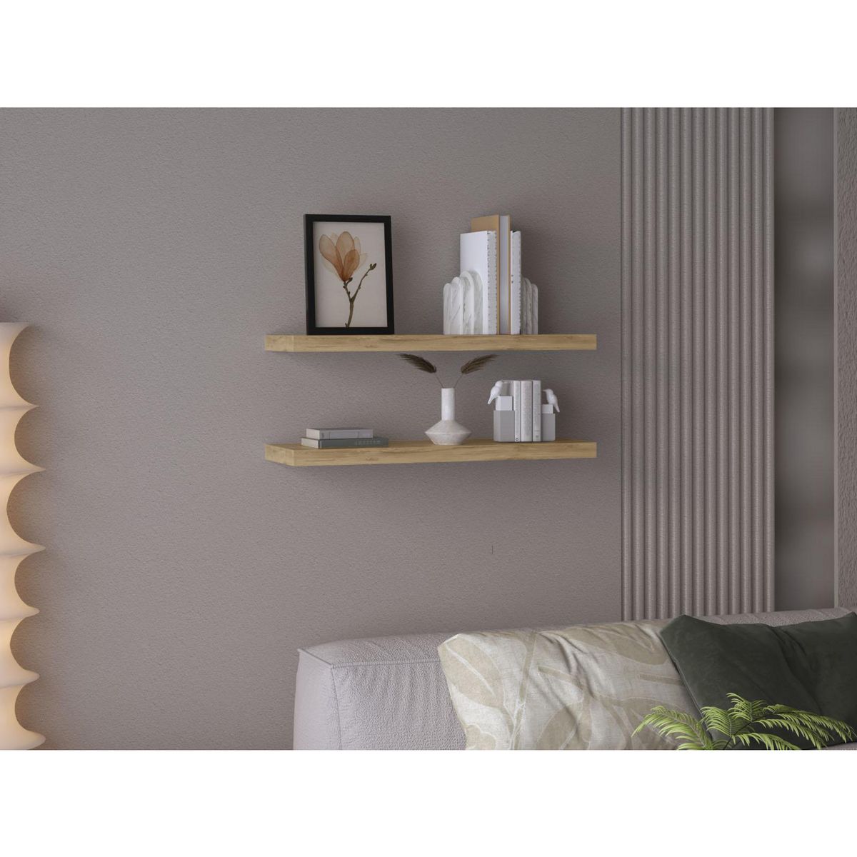 TUHOME - Repisa Flotante Melamina 1 Nivel(es) 80x3.8x25 cm Macadamia