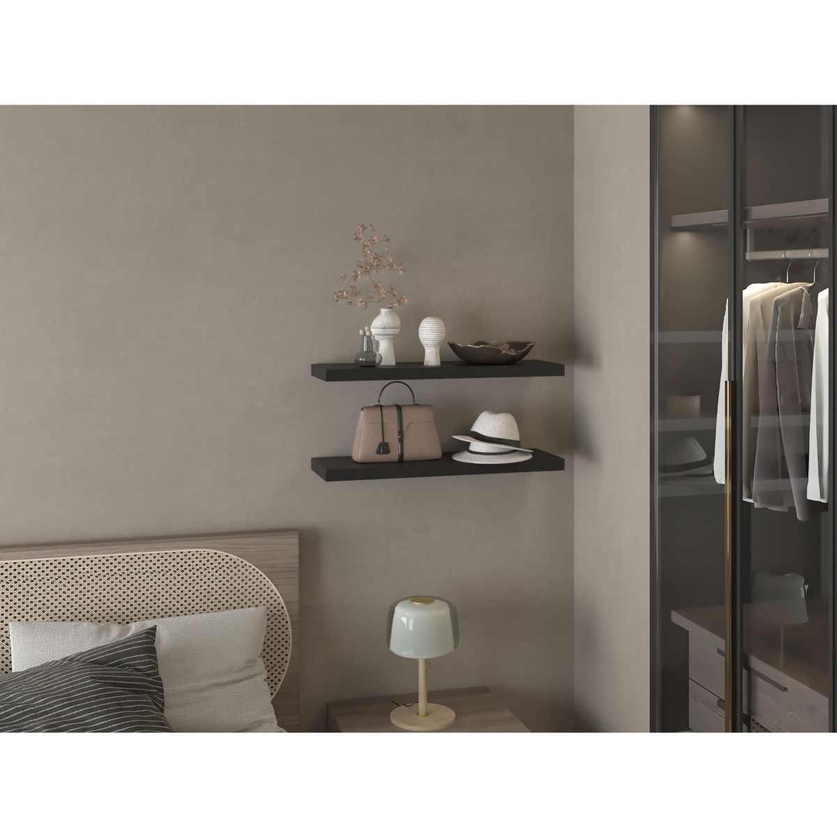 TUHOME - Repisa Flotante Melamina 1 Nivel(es) 80x3.8x25 cm Wengué