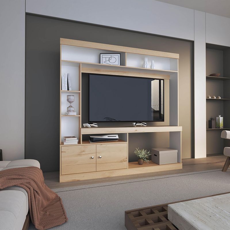 TUHOME - Estante TV 55 " Classic Color Duna y blanco 180x180x30 cm