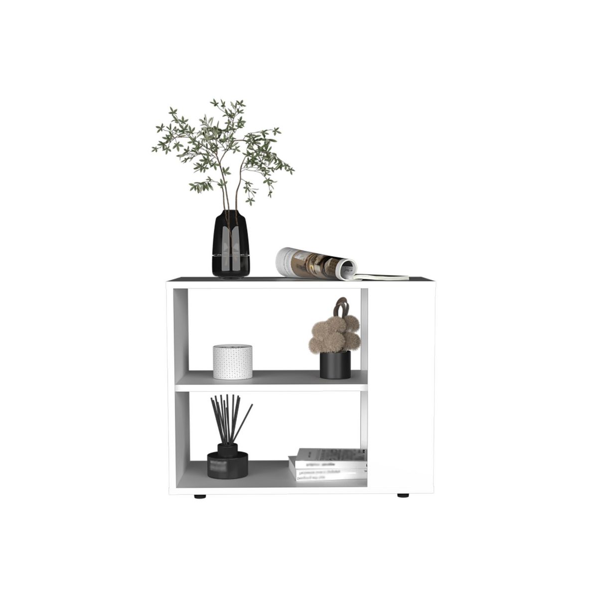 TUHOME - Mesa lateral Garden Blanco 60x30x50 cm