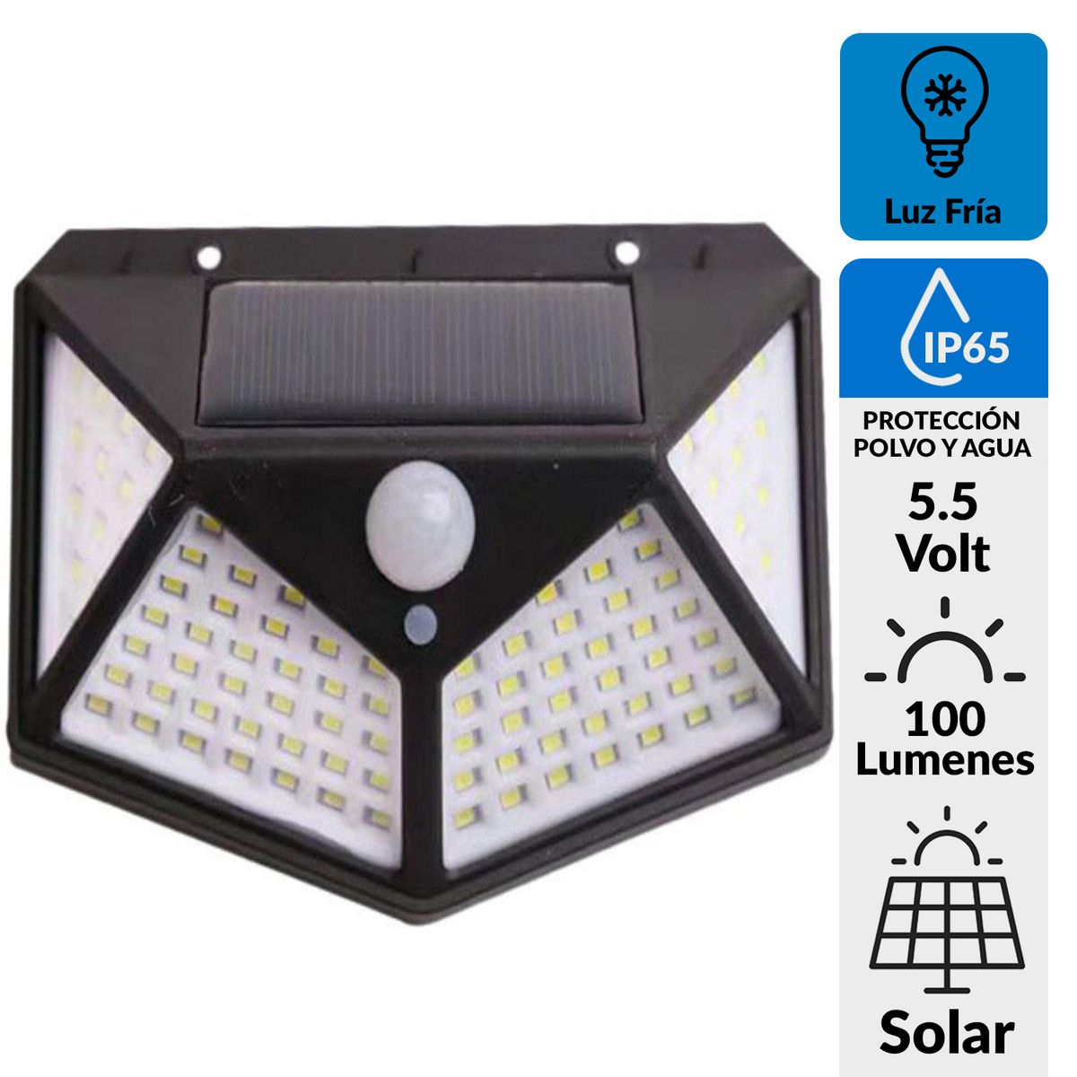 PRO OUTDOOR - Apliqué Led Solar con Sensor Triangular 5.5 V IP 65 100 lm Luz Fría