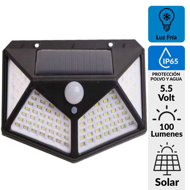 PRO OUTDOOR - Apliqué Led Solar con Sensor Triangular 5.5 V IP 65 100 lm Luz Fría
