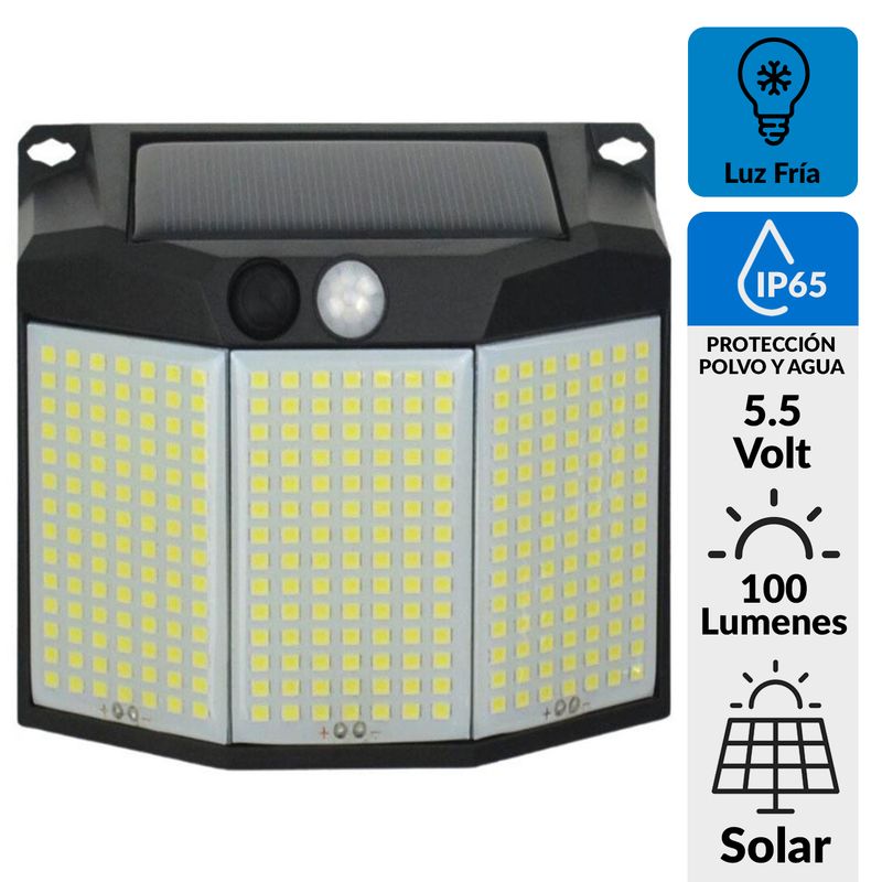 PRO OUTDOOR - Apliqué Led Solar con Sensor 5.5 V IP 65 100 lm Luz Fría