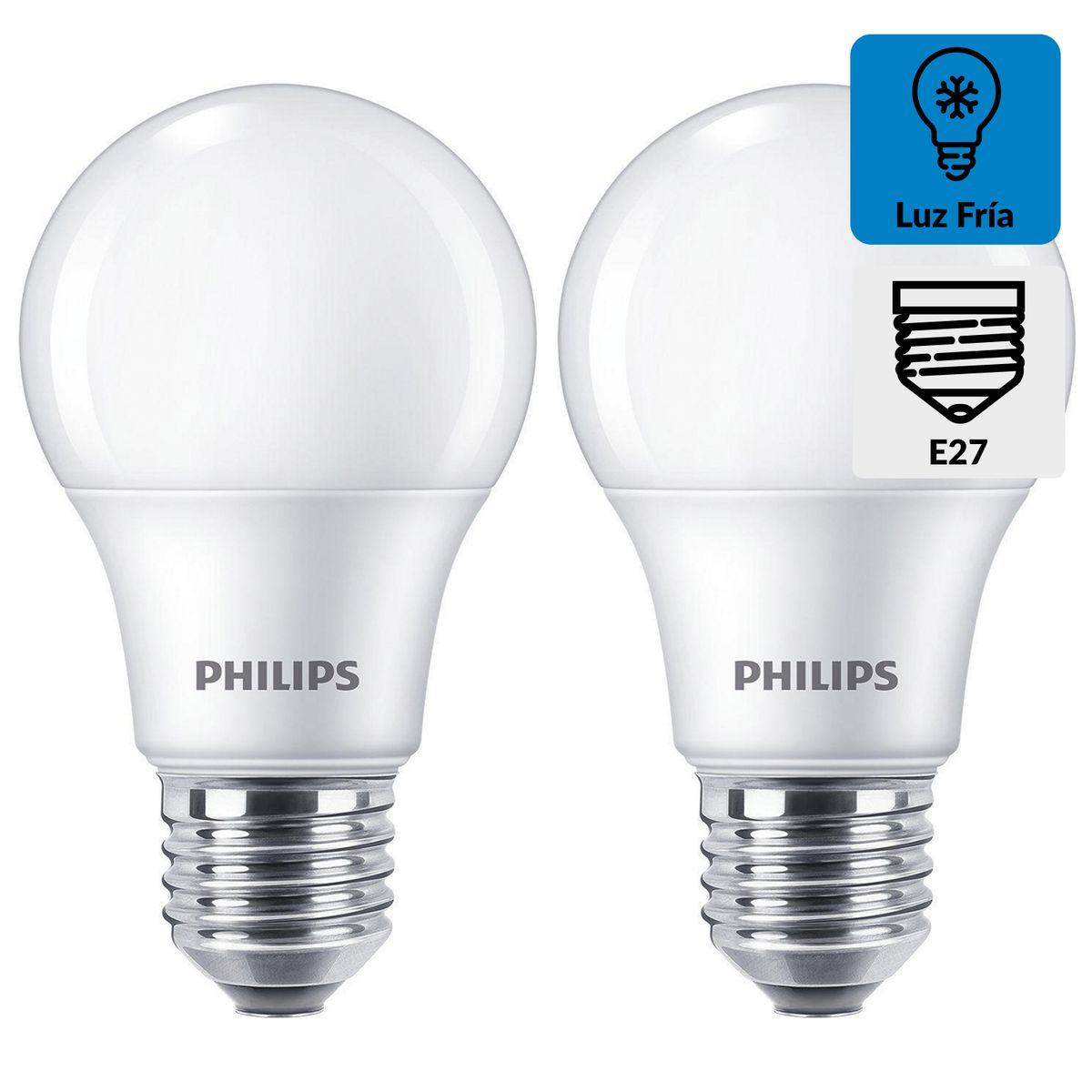 PHILIPS - Pack 2 Ampolletas Led Ecohome 10.5 W E27 900 lm Luz Fría