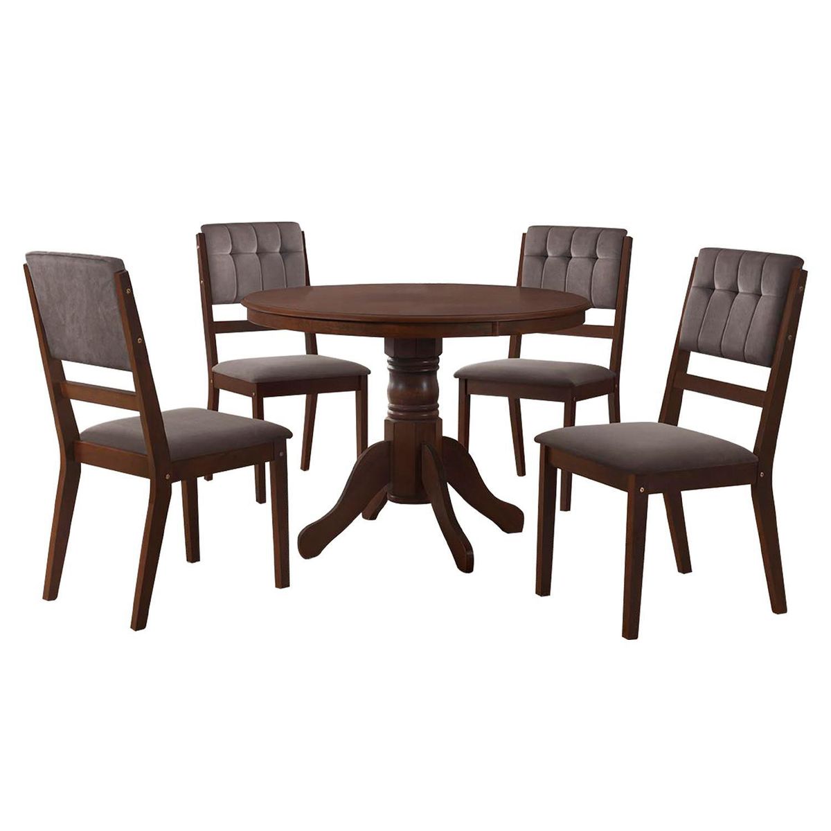 JUST HOME COLLECTION - Juego de comedor Rodas 4 Sillas Mesa Redonda 103x76x103 cm Café