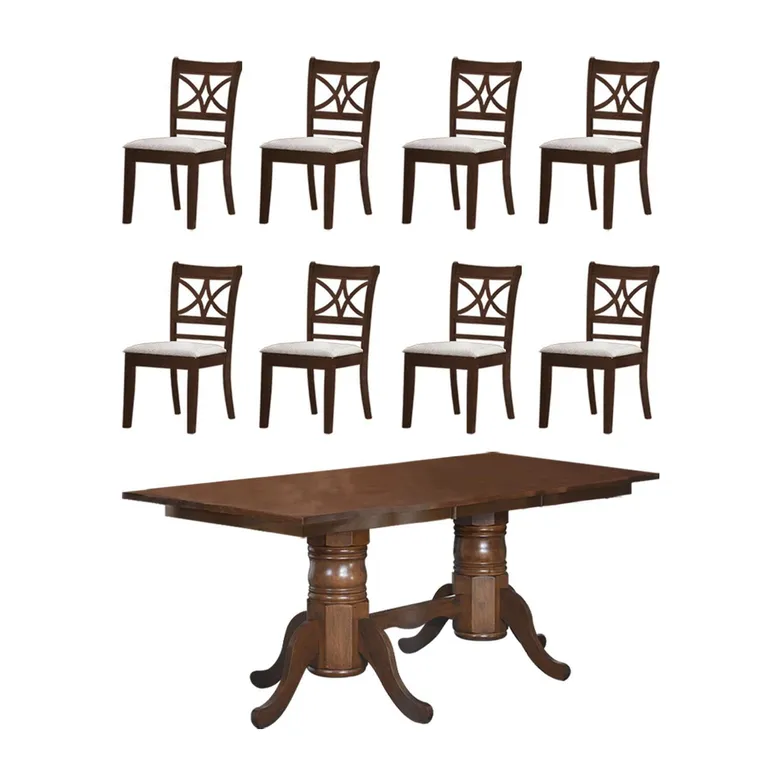 WDS HOME Juego de comedor Holbox 8 Sillas Mesa Rectangular 100x76x180 cm Café